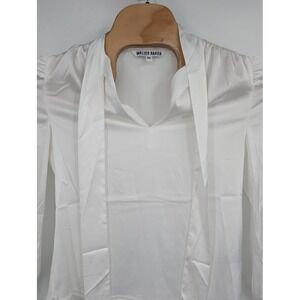 Walter Baker Women's Duchess Long Sleeve Satin Necktie Blouse White Sz XS